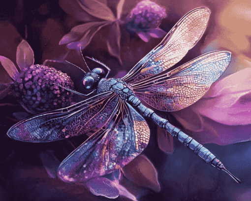 Purple Dragonfly Blue Insect Diamond Painting