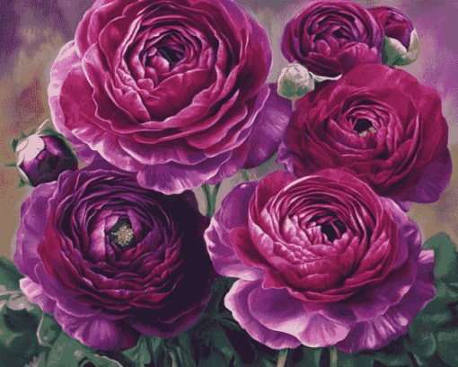 Purple Floral Blossoms Diamond Painting