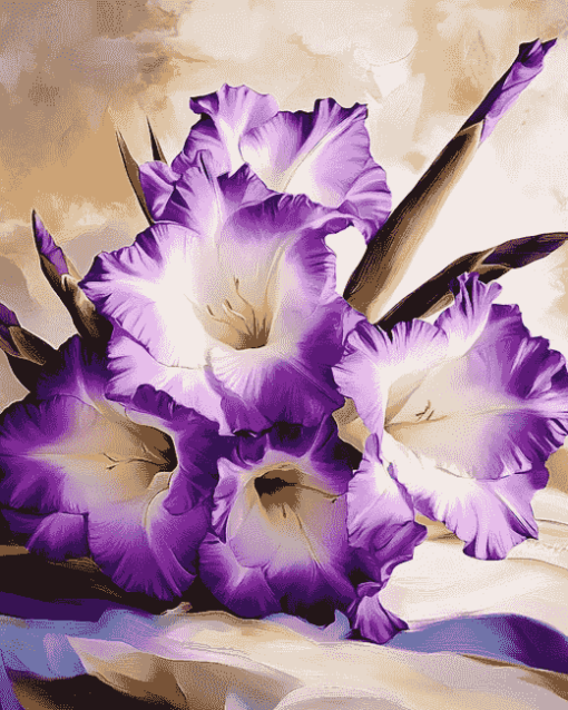 Purple Gladiolus Blossoms Diamond Painting