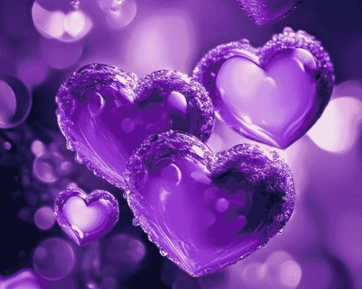 Purple Hearts Diamond Painting