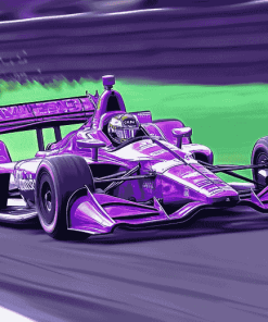 Purple Indy Car Racing Diamond Painting