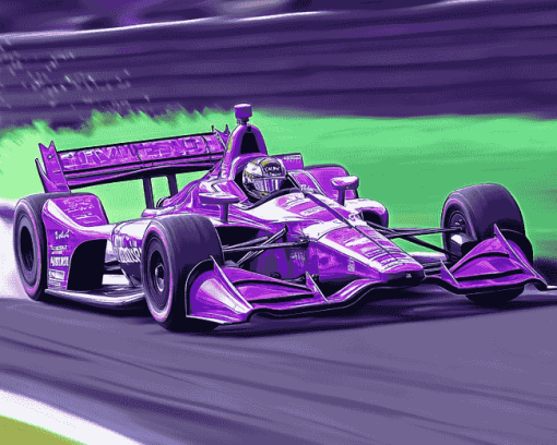 Purple Indy Car Racing Diamond Painting