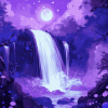 Purple Moonlight Waterfalls Diamond Painting