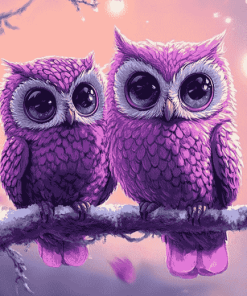 Purple Owl Animation Diamond Painting