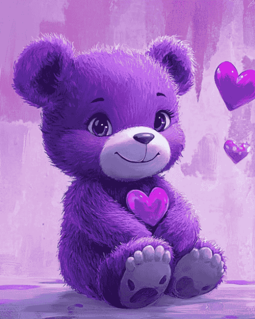 Purple Share Bear Animation Diamond Painting