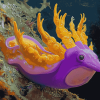 Purple Yellow Sea Slug Diamond Painting