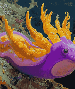 Purple Yellow Sea Slug Diamond Painting