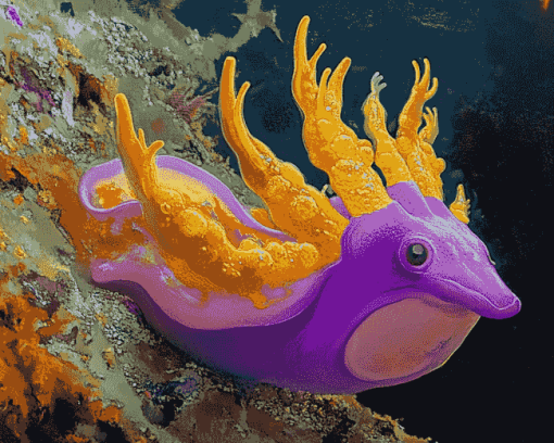 Purple Yellow Sea Slug Diamond Painting