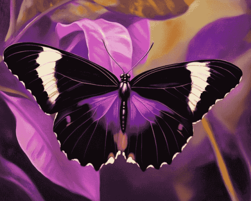 Purple and Black Butterfly Diamond Painting