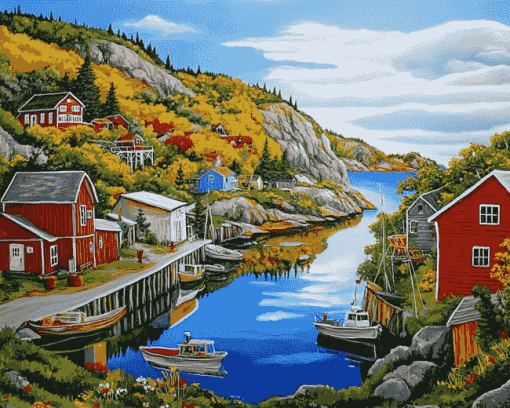 Quidi Vidi River Landscape Diamond Painting