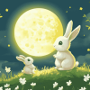 Rabbit and Moon Diamond Painting