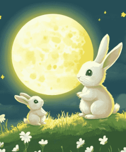 Rabbit and Moon Diamond Painting