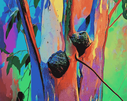 Rainbow Eucalyptus Colorful Trees Diamond Painting