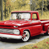 Red 64 Chevy Stepside Truck Diamond Painting