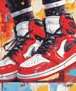 Red Air Jordan Sneakers Diamond Painting