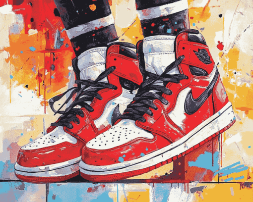 Red Air Jordan Sneakers Diamond Painting