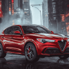 Red Alfa Rome Stelvio Engines Diamond Painting