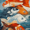 Red Drums and Koi Carps Diamond Painting