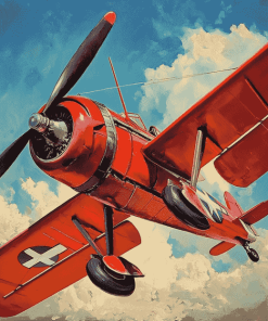 Red Fokkerdi Aircraft Diamond Painting