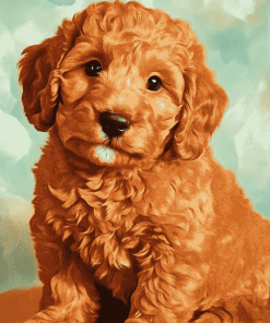 Red Goldendoodle Puppy Diamond Painting