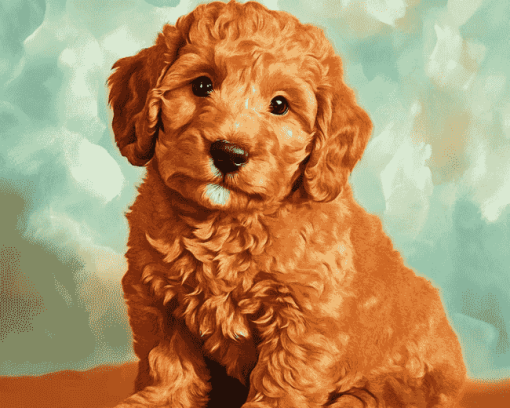 Red Goldendoodle Puppy Diamond Painting