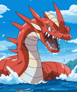 Red Gyarados Dragon Diamond Painting