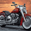 Red Harley Low Boy Motorcycles Diamond Painting