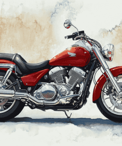 Red Honda Shadow Engines Diamond Painting