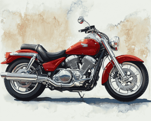 Red Honda Shadow Engines Diamond Painting