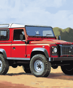 Red Land Rover SUV Diamond Painting