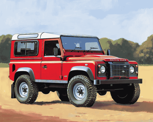 Red Land Rover SUV Diamond Painting