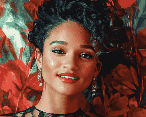 Red Lipstick Ariana DeBose Diamond Painting