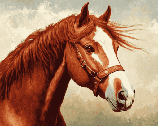 Red Native Horse Diamond Painting