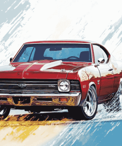 Red Nova Chevy Car Diamond Painting