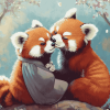 Red Panda Couple Anime Diamond Painting