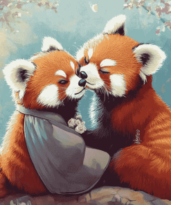 Red Panda Couple Anime Diamond Painting