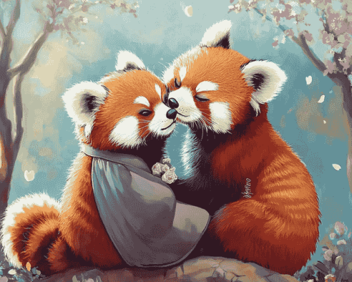 Red Panda Couple Anime Diamond Painting