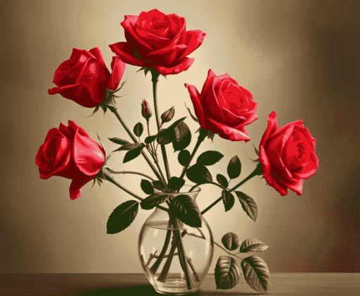 Red Rose Blossoms Diamond Painting