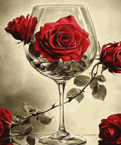 Red Rose Glass Bloom Diamond Painting