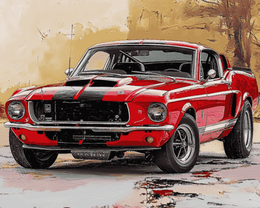 Red Shelby Mustang Art Diamond Painting