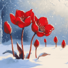 Red Spring Blooms Diamond Painting