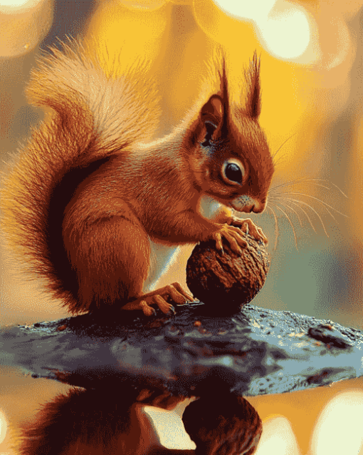 Red Squirrel Acorn Diamond Painting