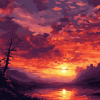 Red Sunset in National Parks Diamond Painting