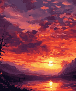 Red Sunset in National Parks Diamond Painting