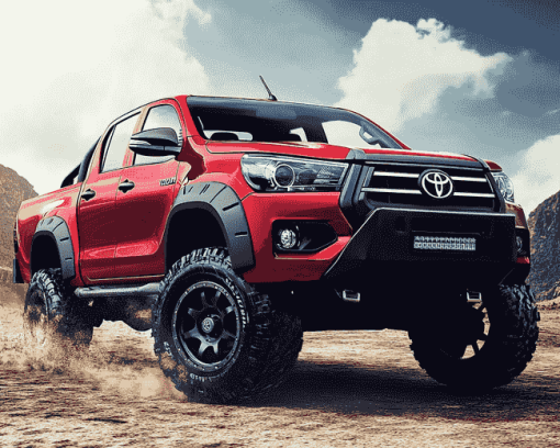 Red Toyota Hilux Truck Diamond Painting