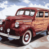 Red Woody Car Design Diamond Painting