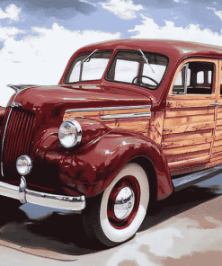 Red Woody Car Design Diamond Painting