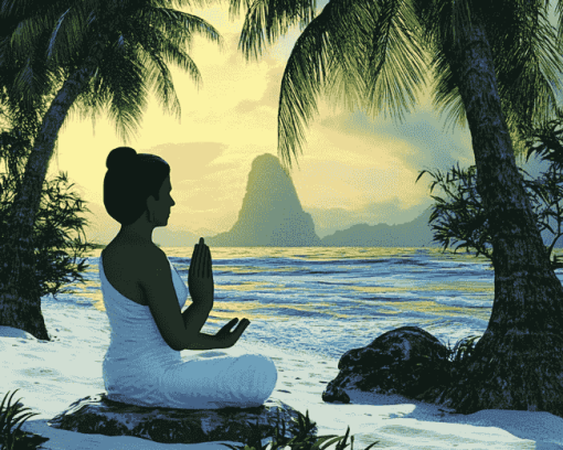 Relaxing Beach Yoga Diamond Painting