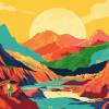 Retro Mountain National Park Diamond Painting