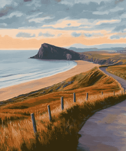 Rhossili Bay Landscape Diamond Painting